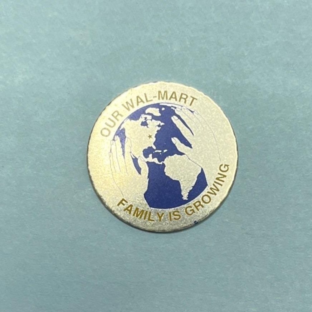 Vintage Walmart Lapel Pin‎ Our Wal Mart Family Is Growing Earth Globe Logo